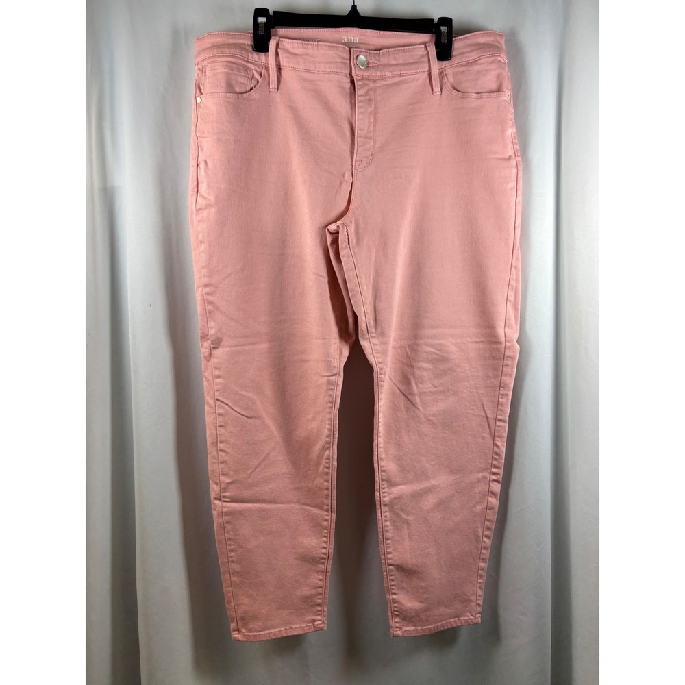 ANA A New Approach Women 16W Peach Pink Skinny Ankle Pants Stretch Denim Jeans